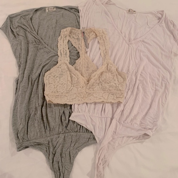 Free People Tops - Free People Bundle - 2 Body Suits, 1 Bralett